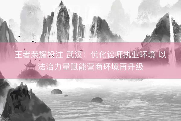 王者荣耀投注 武汉：优化讼师执业环境 以法治力量赋能营商环境再升级