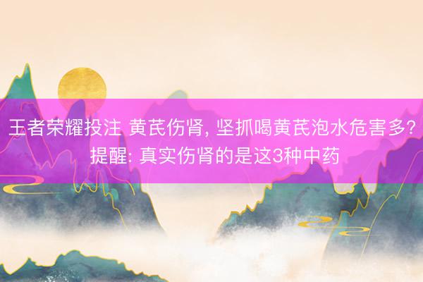 王者荣耀投注 黄芪伤肾， 坚抓喝黄芪泡水危害多? 提醒: 真实伤肾的是这3种中药